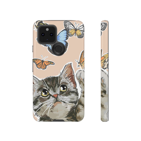 Cute Cat Butterflies Android Case (Protective) Google Pixel 5 5G Glossy Phone Case