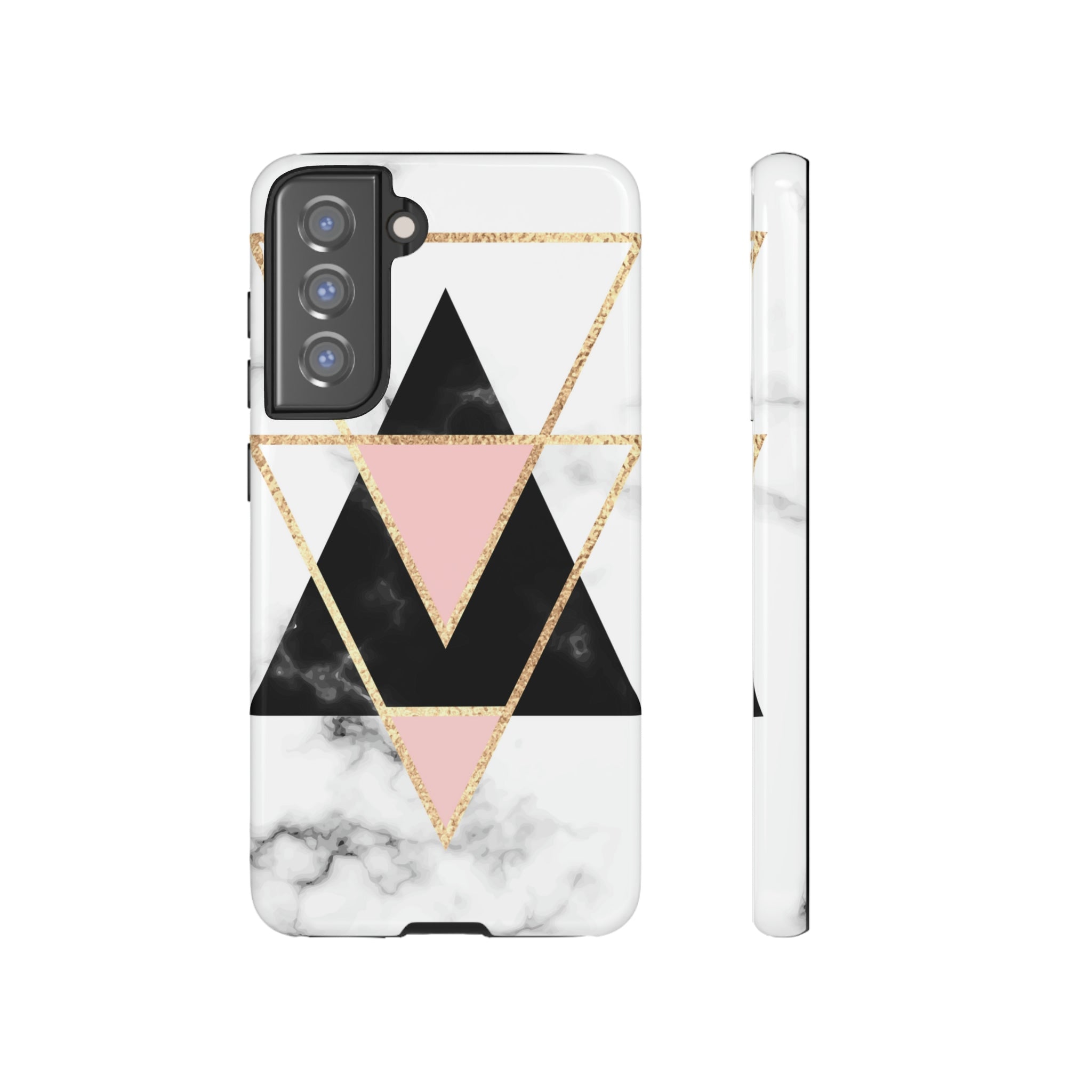 Marble Triangles Android Case (Protective) Samsung Galaxy S21 FE Glossy Phone Case