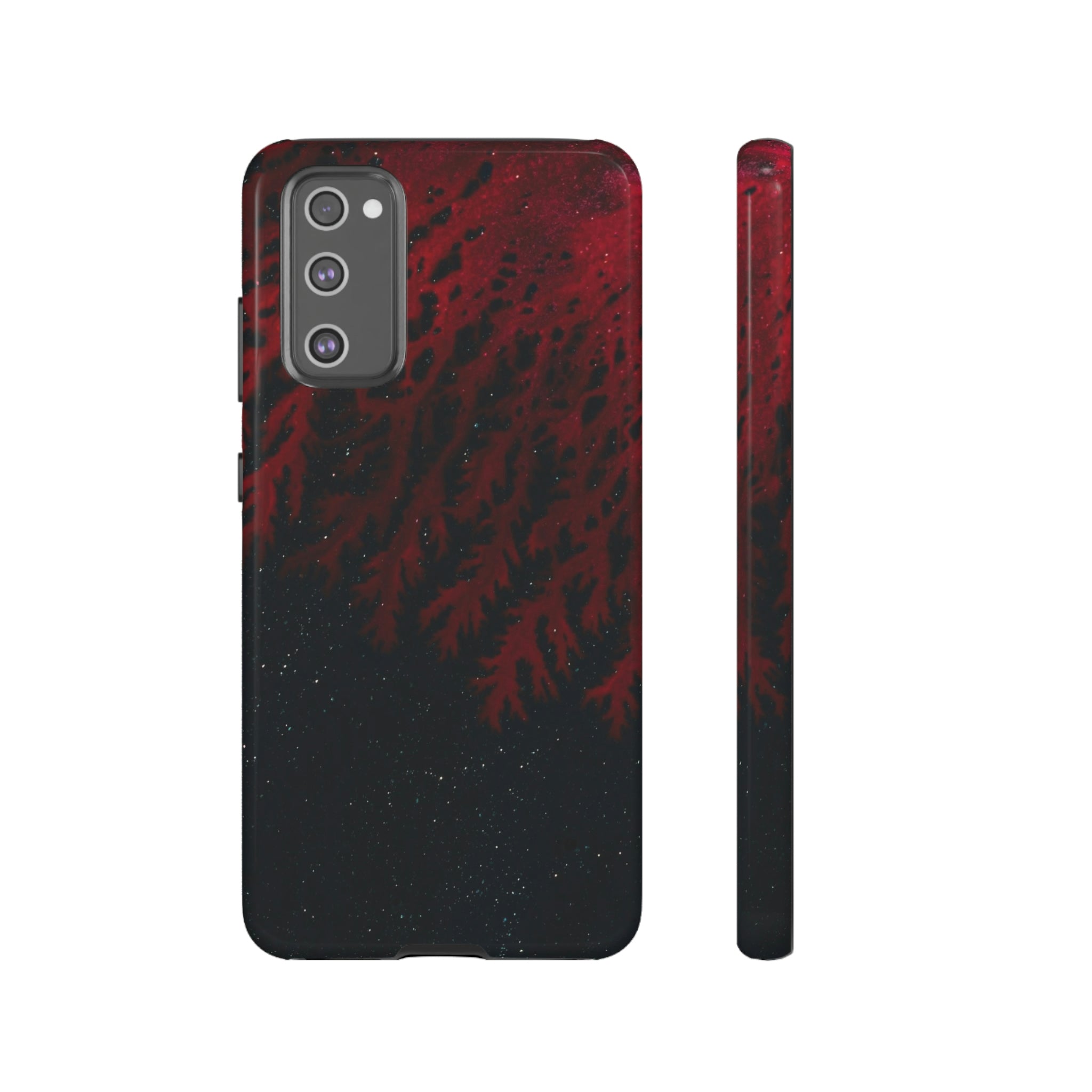 Dark Red Space Ink Art Android Case (Protective) Samsung Galaxy S20 FE Glossy Phone Case